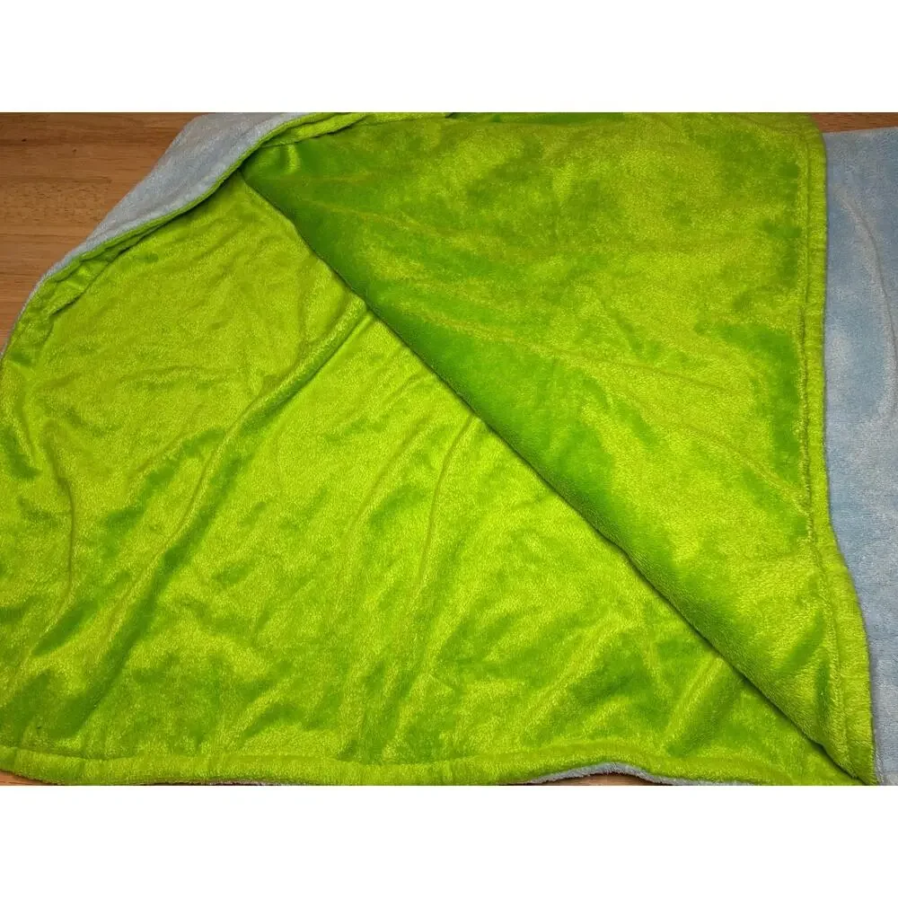 Taggies Blue Monster Baby Blanket Green Plush Security Lovey 30x40